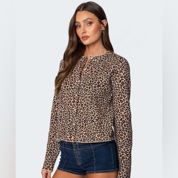 Edikted Leopard Printed Knit Cardigan - Picture 4 of 6